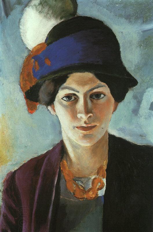 August Macke Portrait of the Artist's Wife Elisabeth with a Hat